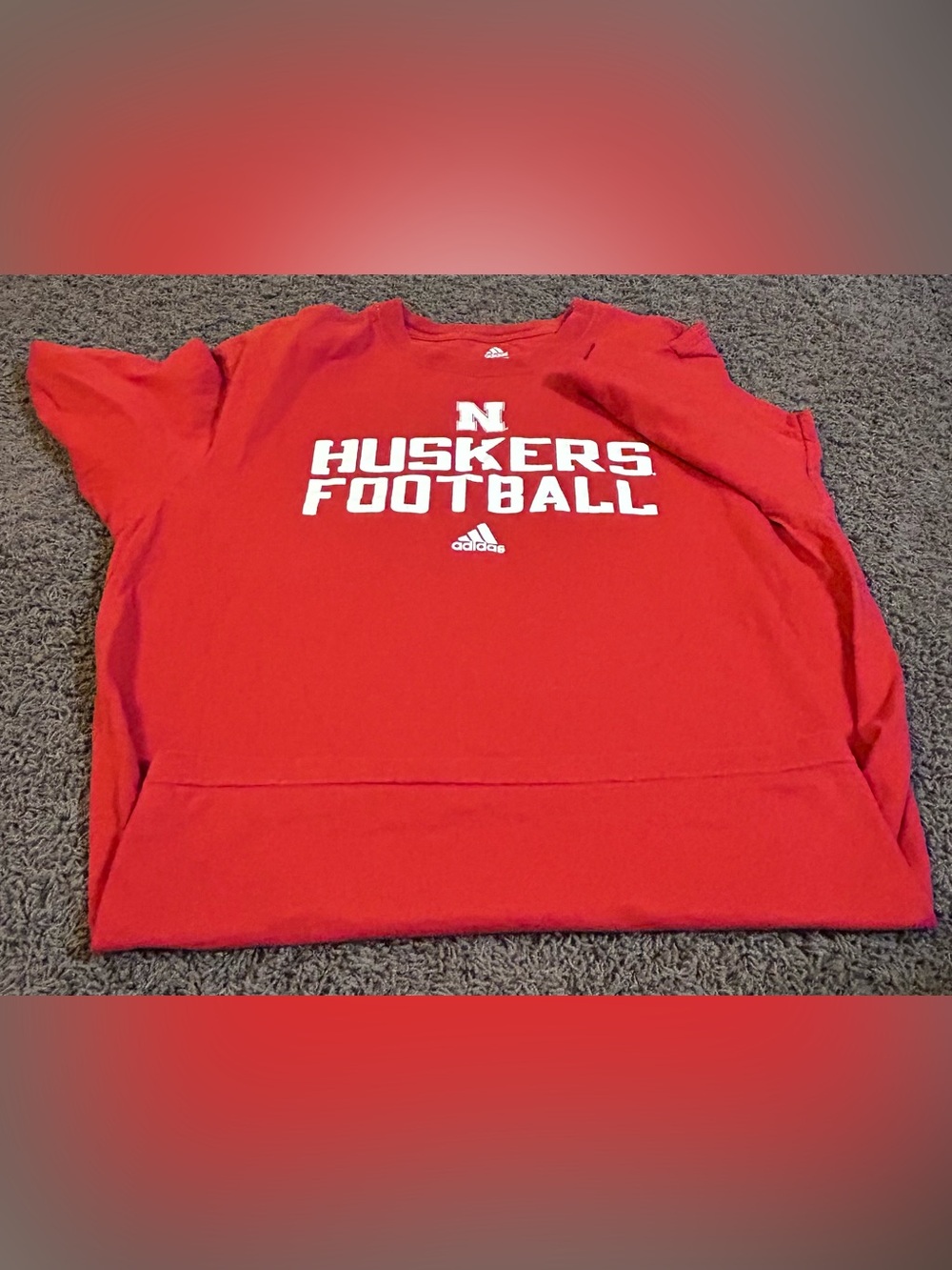 adidas Red Huskers Football Short Sleeve Tee